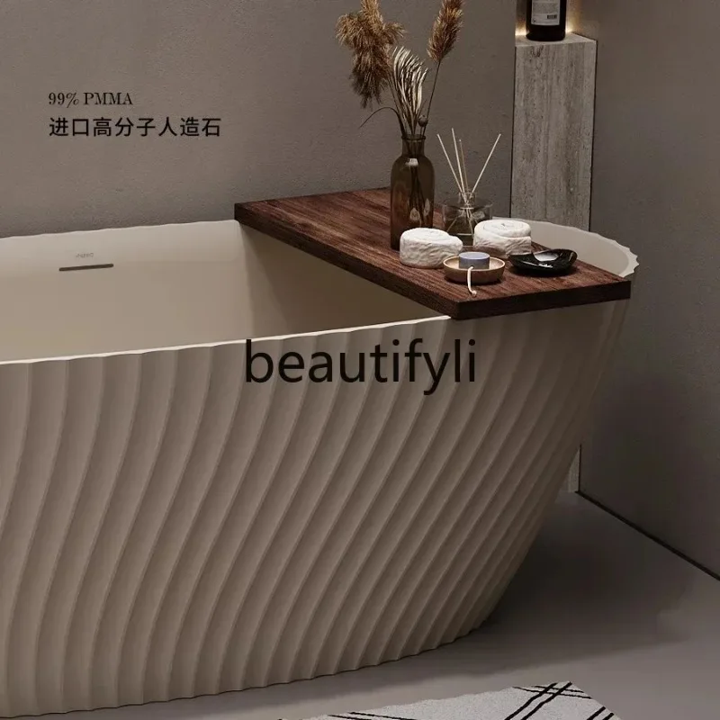 F356  Free-standing Home Bathtub Homestay Double Pure PMMA Artificial Stone Art Bathtub