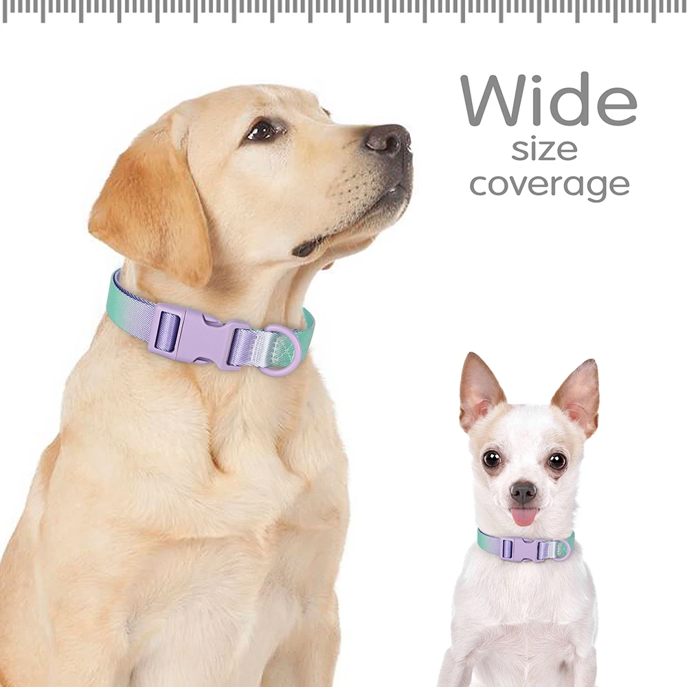 Nylon Dog Collar Adjustable Cat Small Dog Collars Gradient Pet Dog Necklace Fashion Collars Accessories For Small Large Dogs Pug