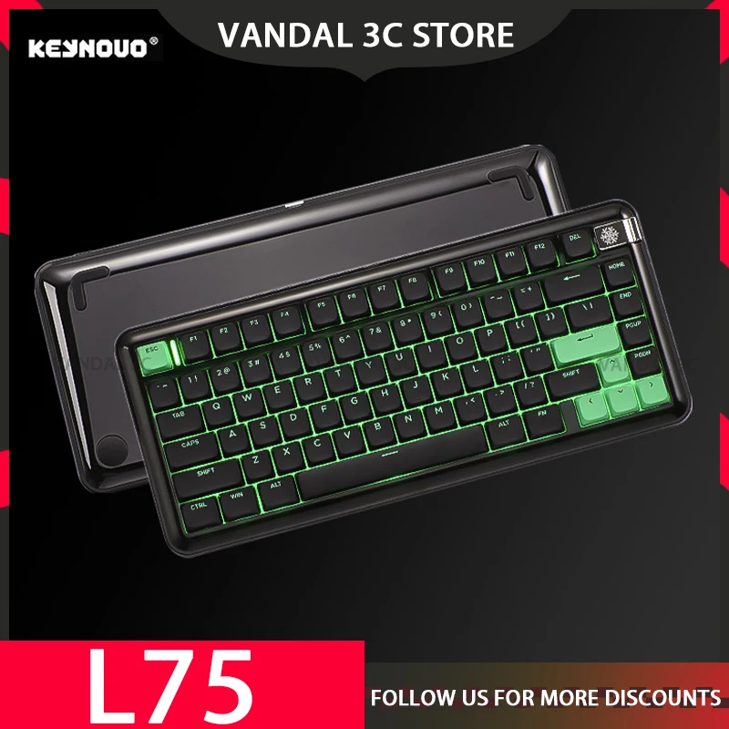 Keynouo L75 Mechanical Keyboard Tri Mode Wireless Keyboard Low Profile Portable Thin Custom Keyboard Office Pc Gamer Accessories