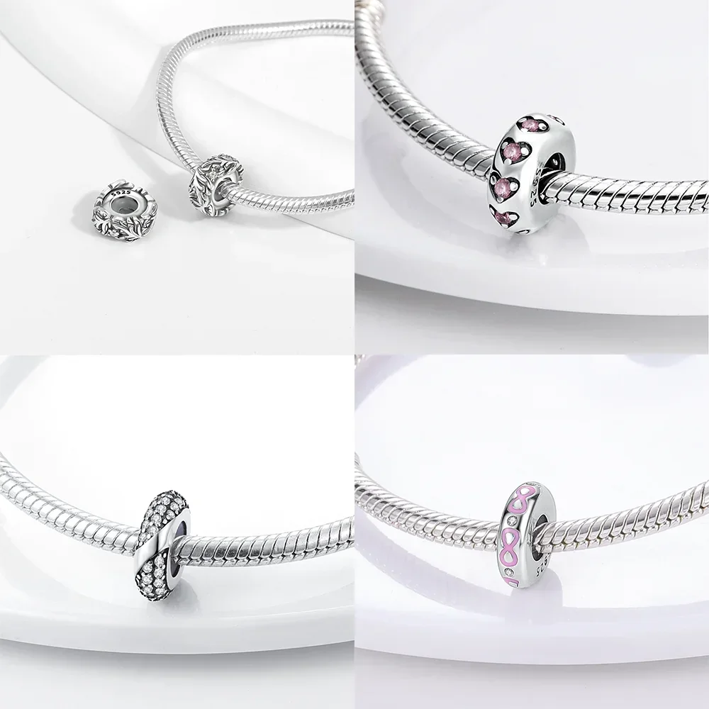 الأصلي 925 فضة الأحمر القلب قلادة الأخضر الزركون فراشة الخرز صالح سوار سحر النساء المجوهرات Diy هدية الإكسسوار