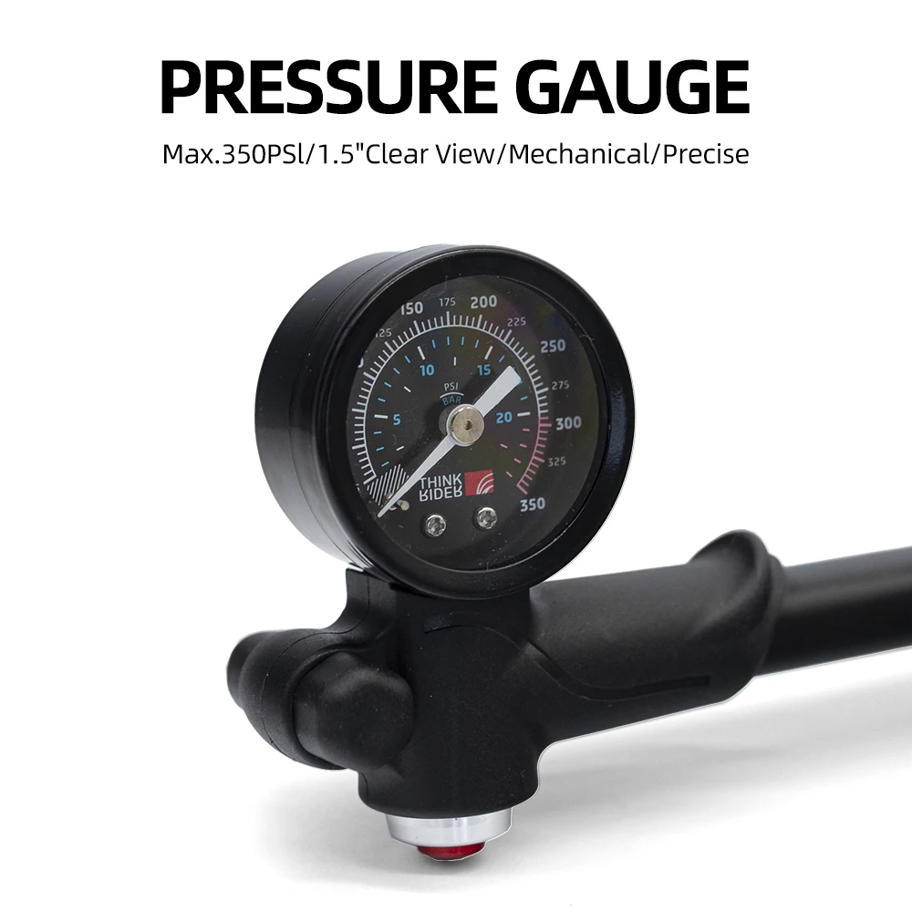 ThinkRider Portable High-pressure 350psi Bike Air Pump with Gauge for Fork & Rear Suspension Shock Absorber Mountain Bicycle view 4