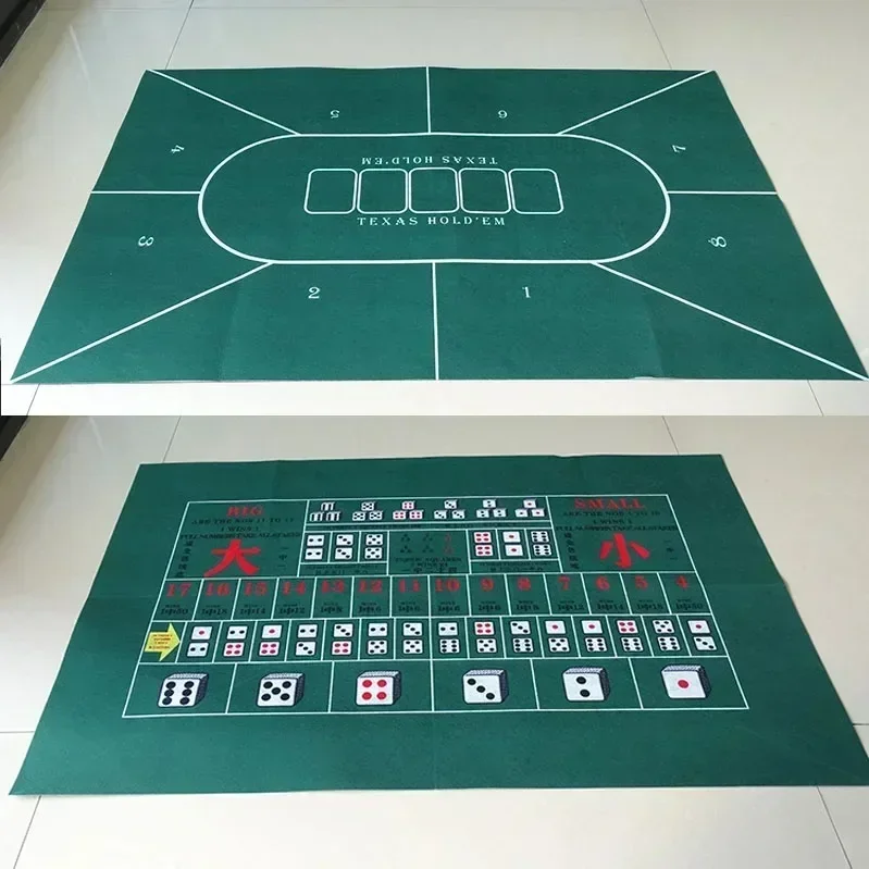 Double-sided Game Tablecloth 90x60cm Texas Hold 'em Poker and Sic Bo Game Non-woven Non-slip Tablecloth Entertainment Accessorie