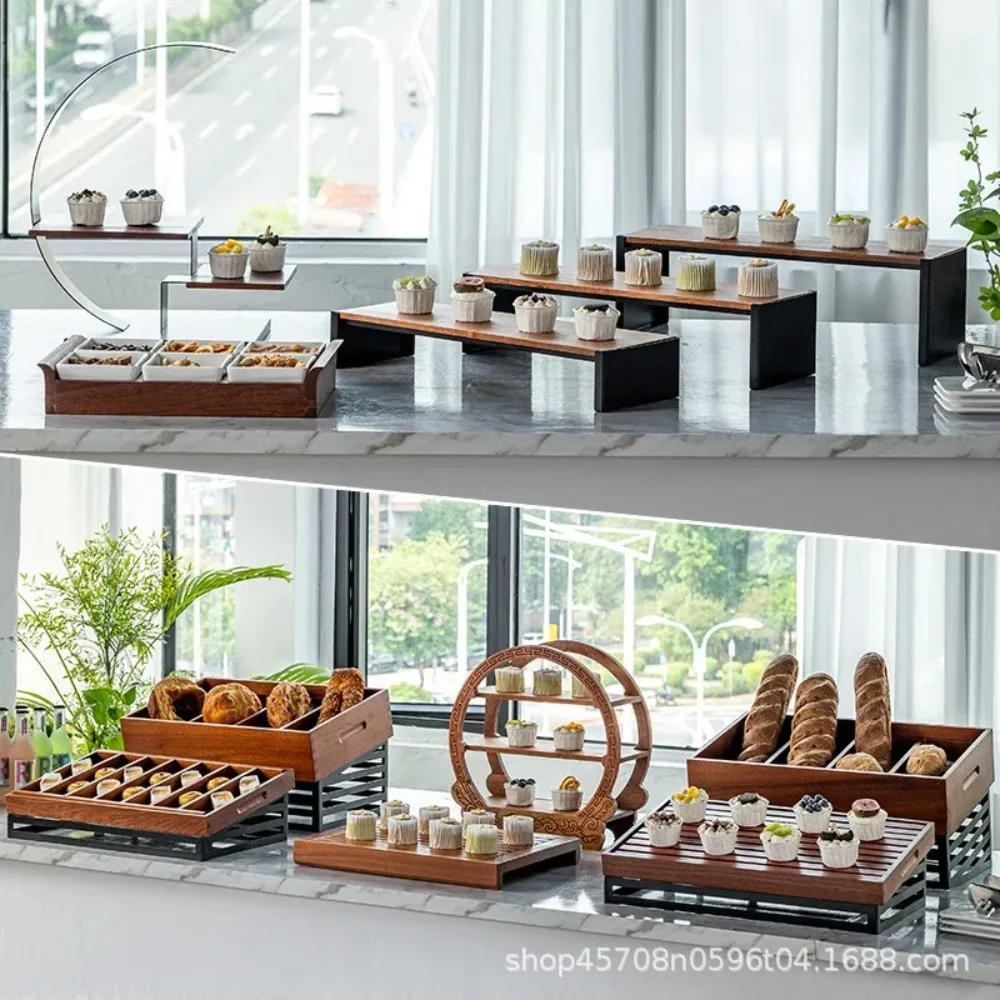 Creative Buffet Wooden Coffee Break Combination Layer Rack Cold Food Dim Sum Rack Cake Dessert Table Bread Frame Display Rack