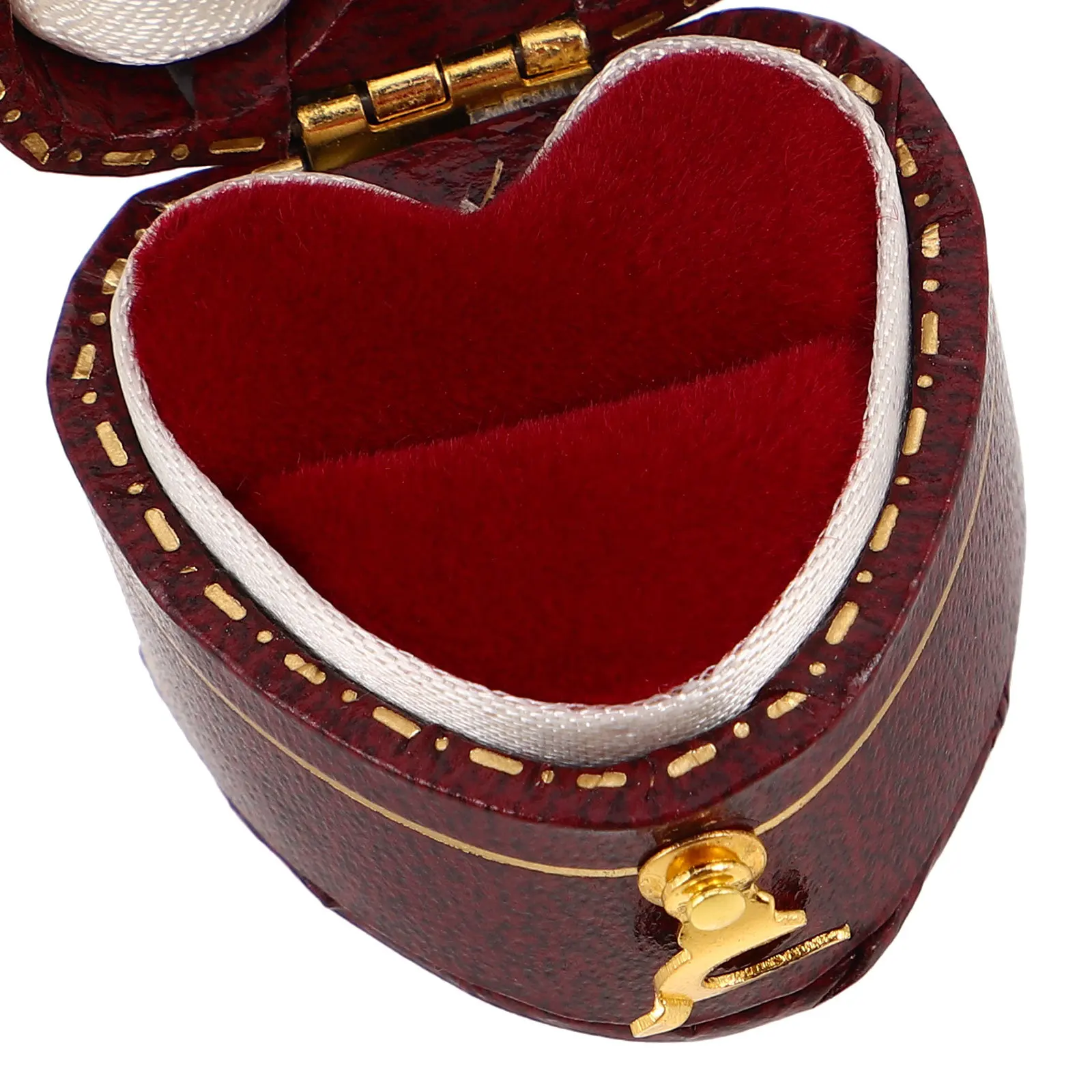 Vintage Mini Heart-Shaped Jewelry Box Portable Travel Organizer Wedding Ring Case Small Trinket Jewelry Box for Women