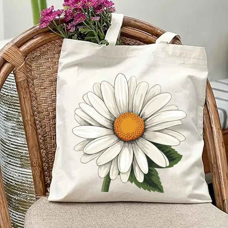 

Холщовая сумка Little Daisy Peony, женская сумка, большая вместительная сумка для покупок, короткая дорожная сумка-тоут, портативная сумка