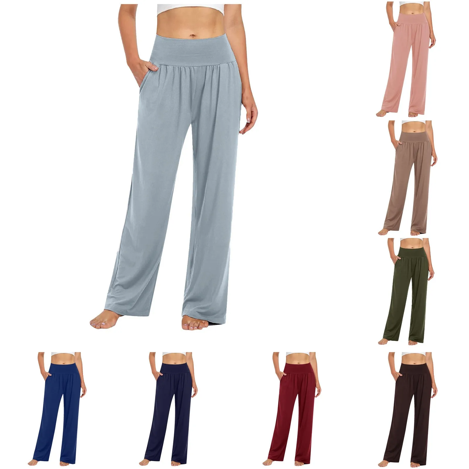 Womens Wide Leg Yoga Pants High Waisted Comfy Casual Loose Pants Workout Plus Size Lounge Sweatpants With Pockets Women’s Cloth