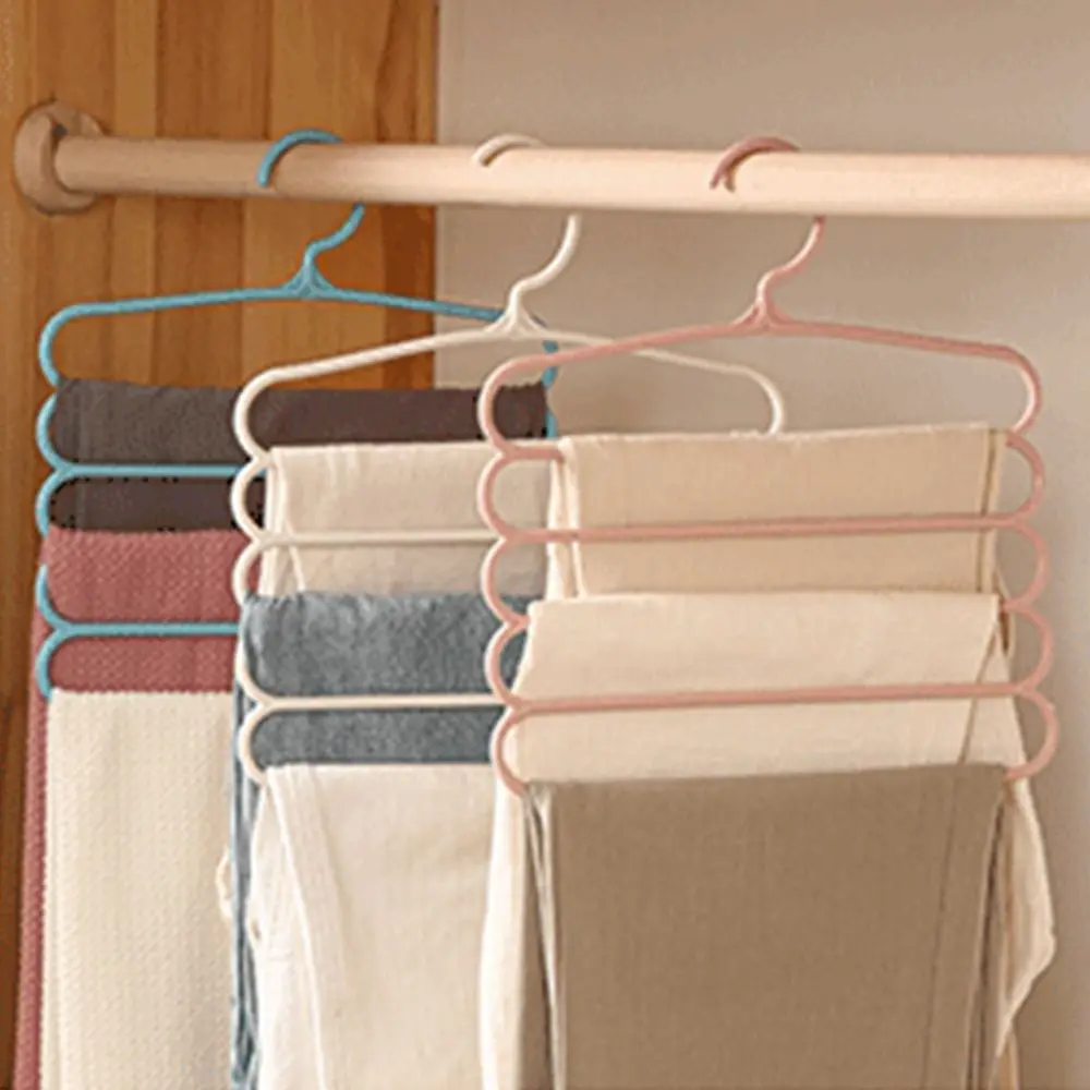 5 Layers Trousers Hangers Household Multi-layer Thickened Clothes Storage Holders Multifunctional Pants Towel Scarfs Racks