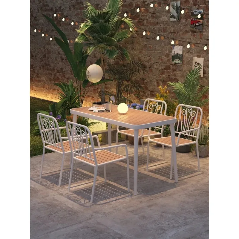 

Metal material balcony leisure table and chair combination for courtyard garden outdoor dining table and chair setwaterproof