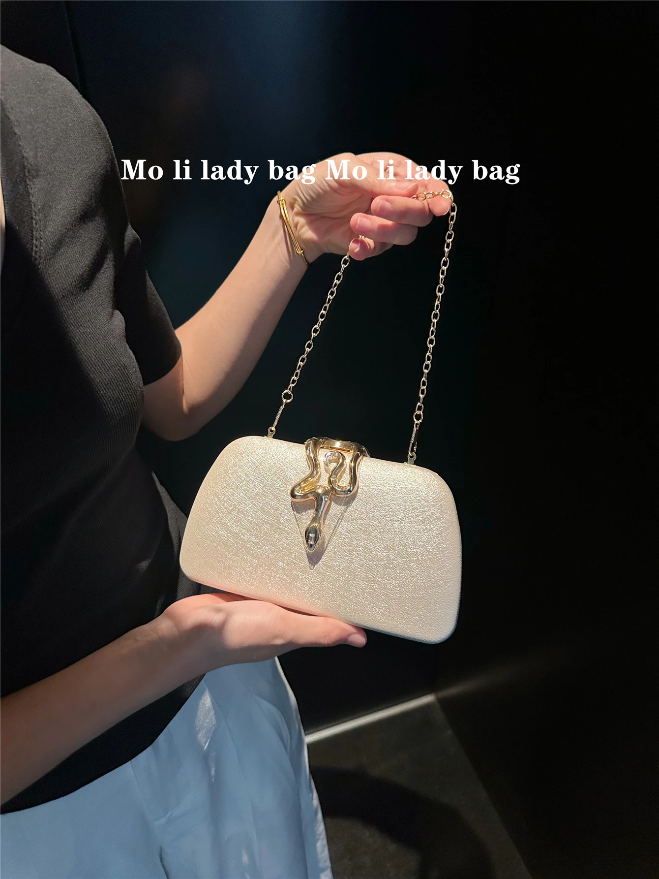 

Elegant Metal Lock Snake Shape Clutch Bag for Women Evening Party Banquet Handbag Suitable for Qipao And Evening Gown