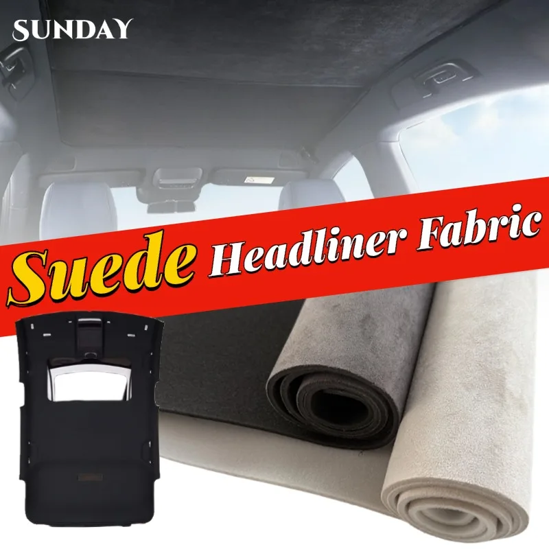 

Suede Headliner with Foam Backing Headliner Car Roof Sponge Cloth for Car/Truck/SUV/RV Roof Repair Renovation DIY Suede Material