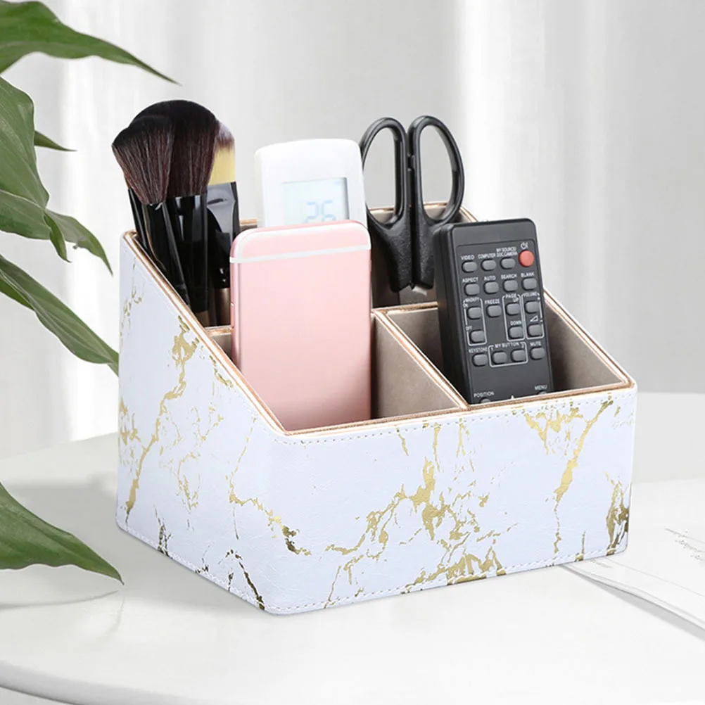 

3-Compartment Remote-Control Storage Box Desktop Organizer Pen Holder Makeup Holder Office Table Organizer