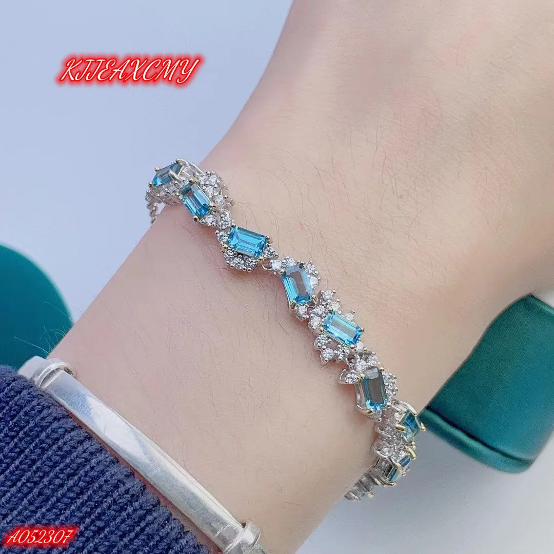 

KJJEAXCMY Brand Boutique Jewelry 925 Sterling Silver Natural Blue Topaz Gemstone Women's Bracelet