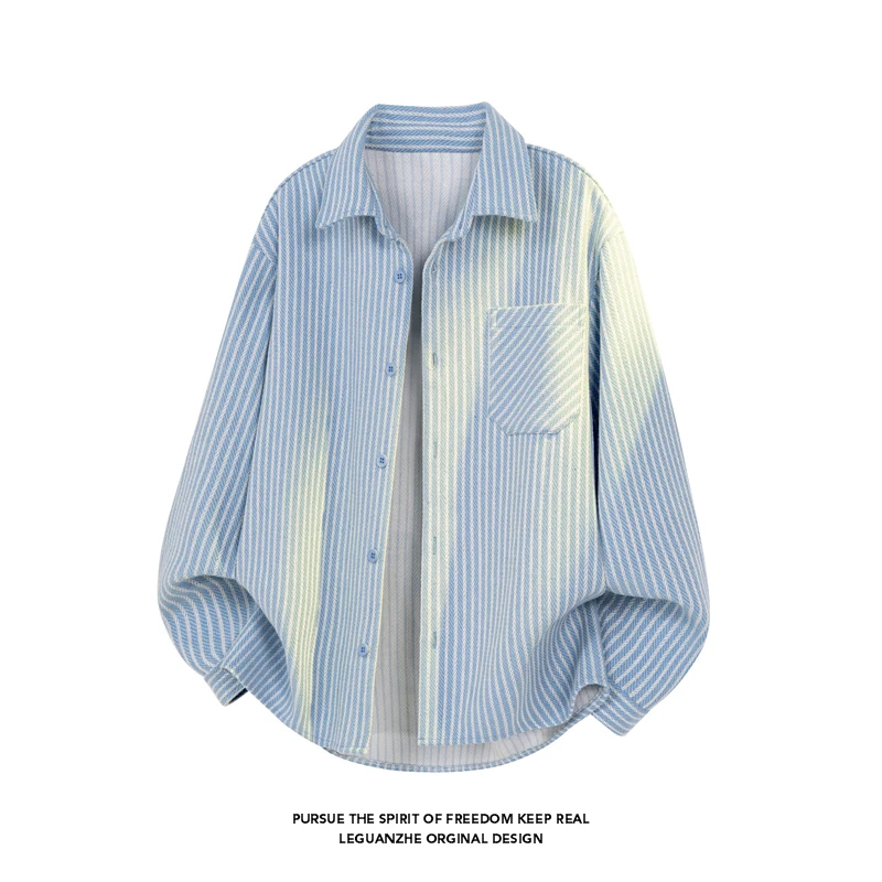 

Mens Shirts Men Clothing Shirt Classic Long Sleeve Big Size Stripe Pattern White Background Comfortable Casual Wear