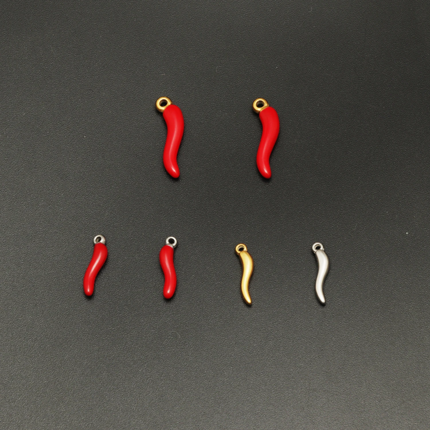 5pcs 316L Stainless Steel Red Chili Enamel Charms Multicolors Pepper Pendants for DIY Bracelet Necklace Jewelry Making Crafts