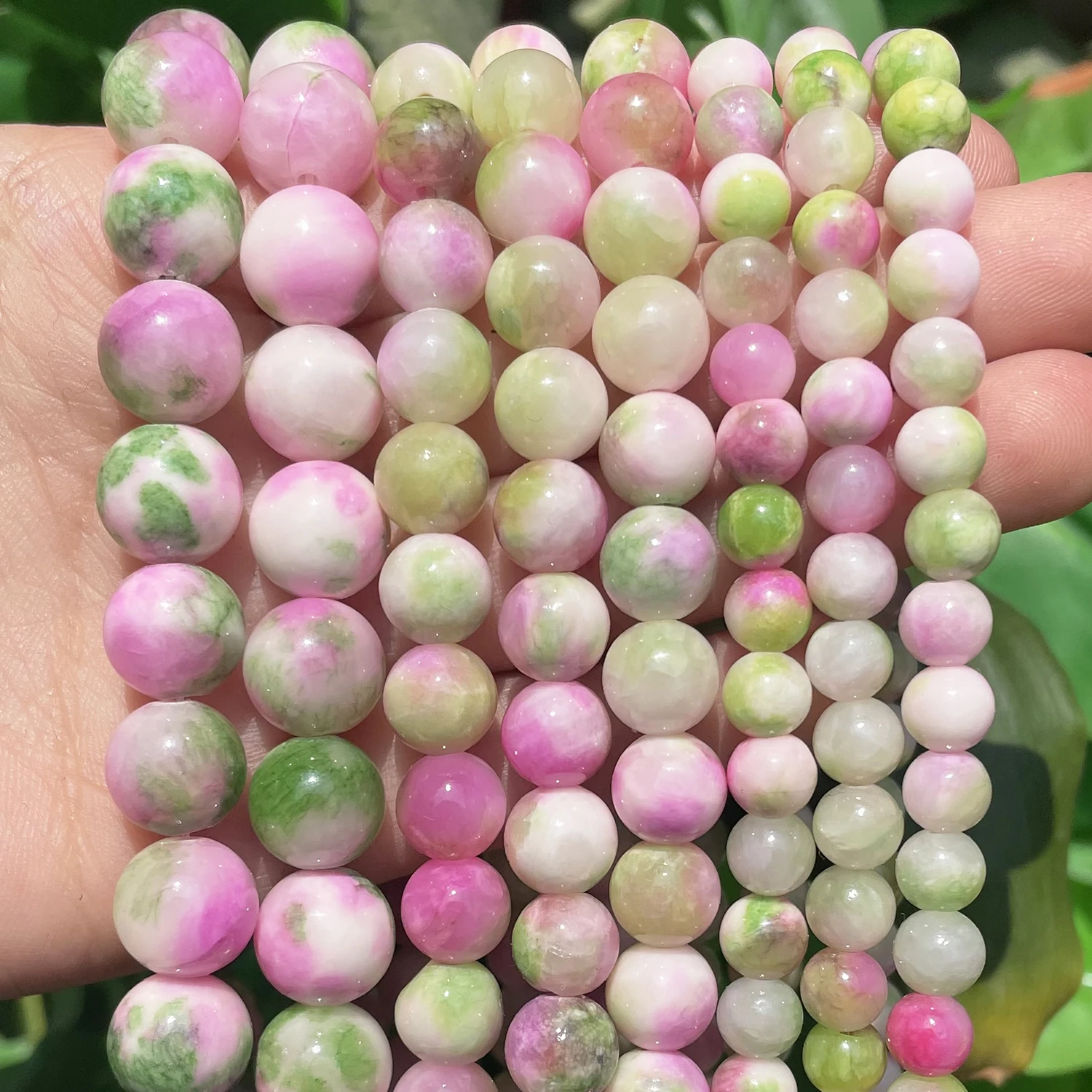 Natural Stone Beads Pink Green White Persian Jades Round Loose Spacer Beads For Jewelry Making Needlework Diy Bracelet Necklace