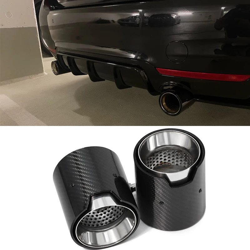 1 Piece Carbon Fiber Exhaust Tip For BMW M2 F87 M3 F80 M4 F82 F83 M Performance Exhaust Tip ID 70mm Nozzle Tailpipe