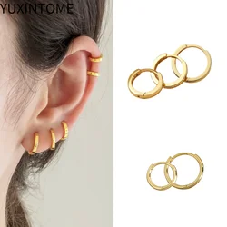 925 Sterling Silver Ear Buckle 6/8/10mm Small Smooth Hoop Earrings for Women Piercing Tiny Huggies Earrings Fashion Jewelry