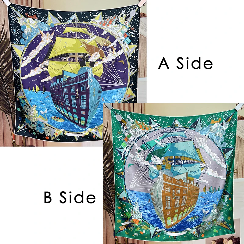 

65CM Square Scarf Women Two Face Print Bandanas Hair Clothing Bag Accessories Mother Lover Christmas Gift