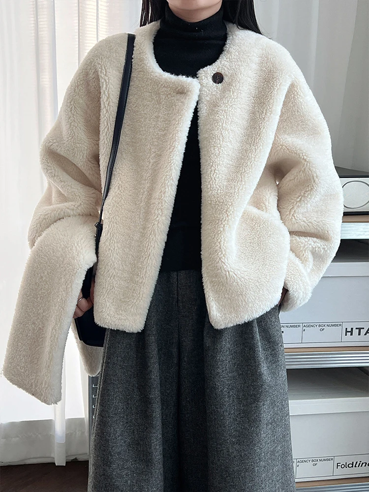 FANAN Elegant Faux Fur Warm Coats For Women Scarf Collar Design Single Breasted Office Lady Female Coats Fashion 2025 Winter New