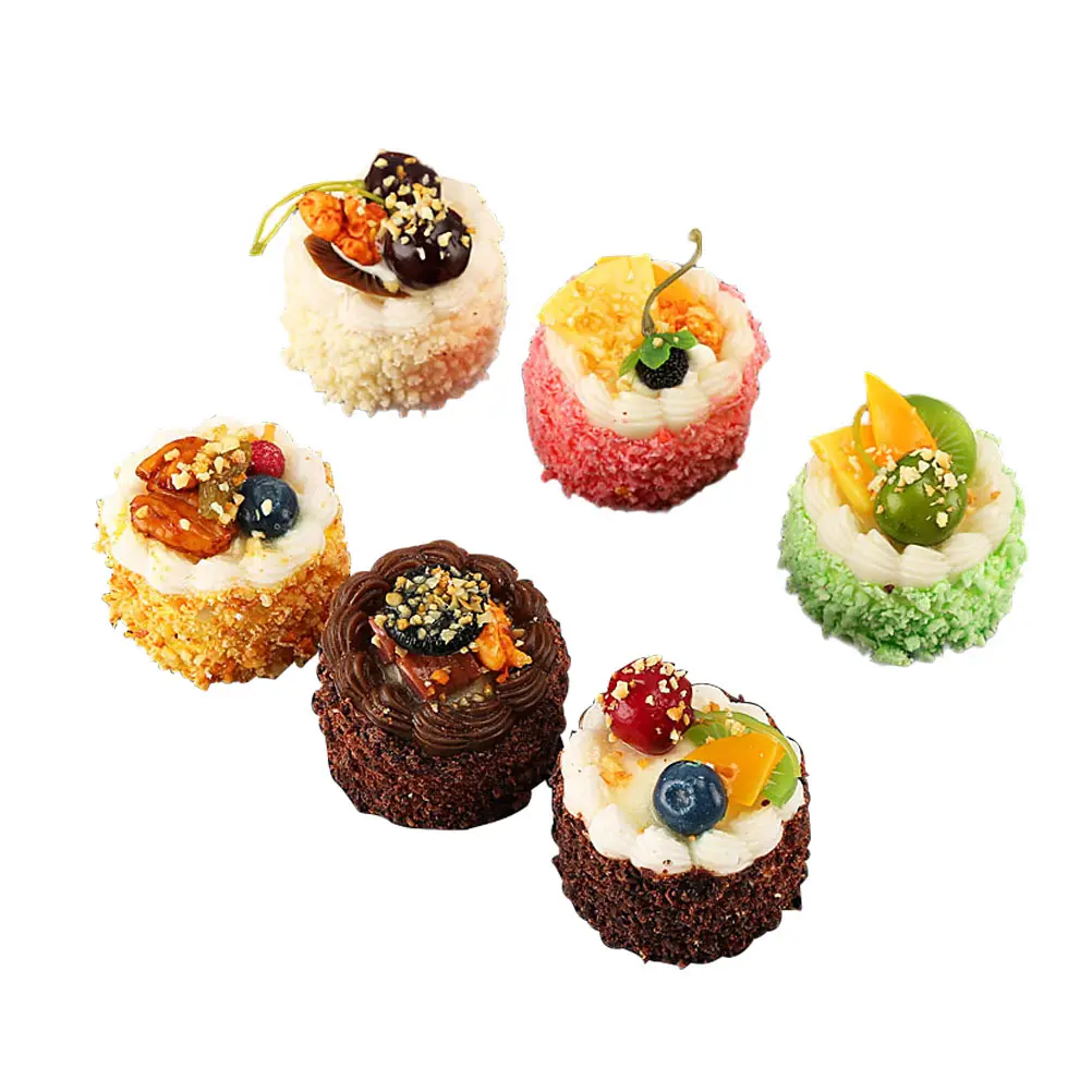 

6 Pcs 3D Simulated Cake Refrigerator Magnets Resin Fridge Stickers Kitchen Decor Easy Attach Remove Magnetic for Notes