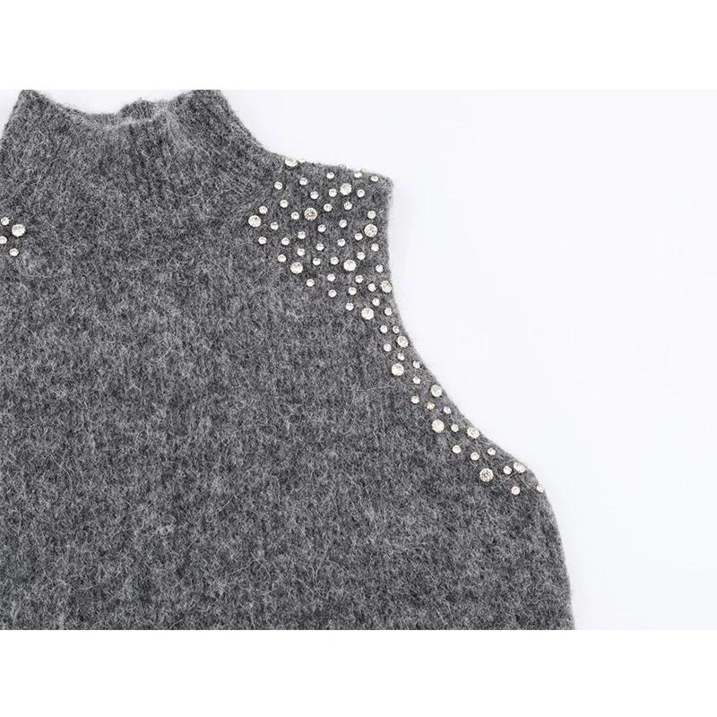 2025 New Women's Sweater Vests Autumn Fashion Beaded Elegant Women's Turtle Neck Vests Chic Youth Joker Holiday Pullover