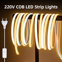 220V 230V COB LED Strip Lights,Outdoor Lighting Waterproof,288leds  9w/m For Kitchen, Garden, Home Room Decoration, Indoor Lamp