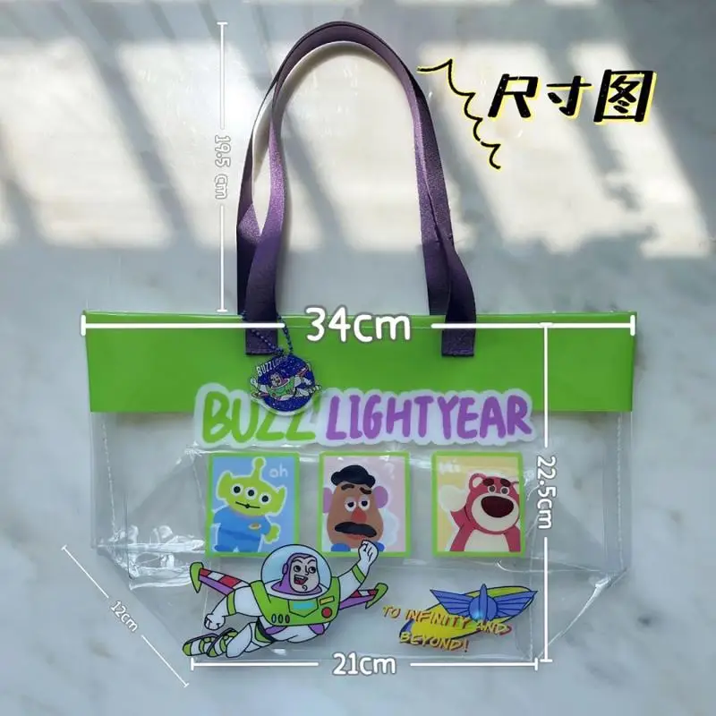 Toy Story Shoulder Bag Anime Disney Creative Girls Fashion Simple Cartoon Buzz Lightyear Alien Transparent Beach Handbag