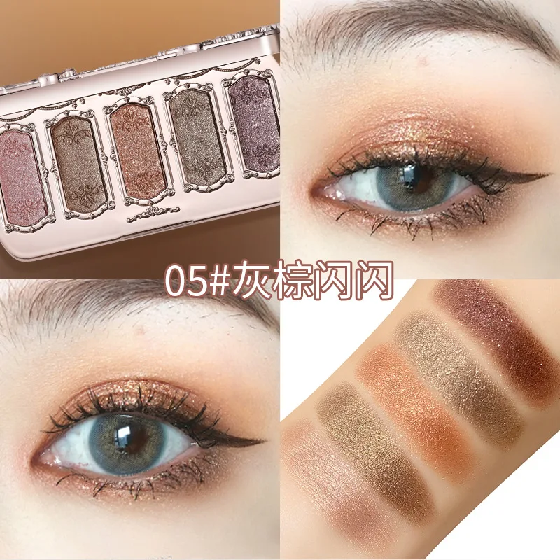 マーメイド 5色アイシャドウパレット ダイヤモンドグリッターアイシャドウ 多用途 マット＆シマー仕上げ 長時間持続 最大12時間持続