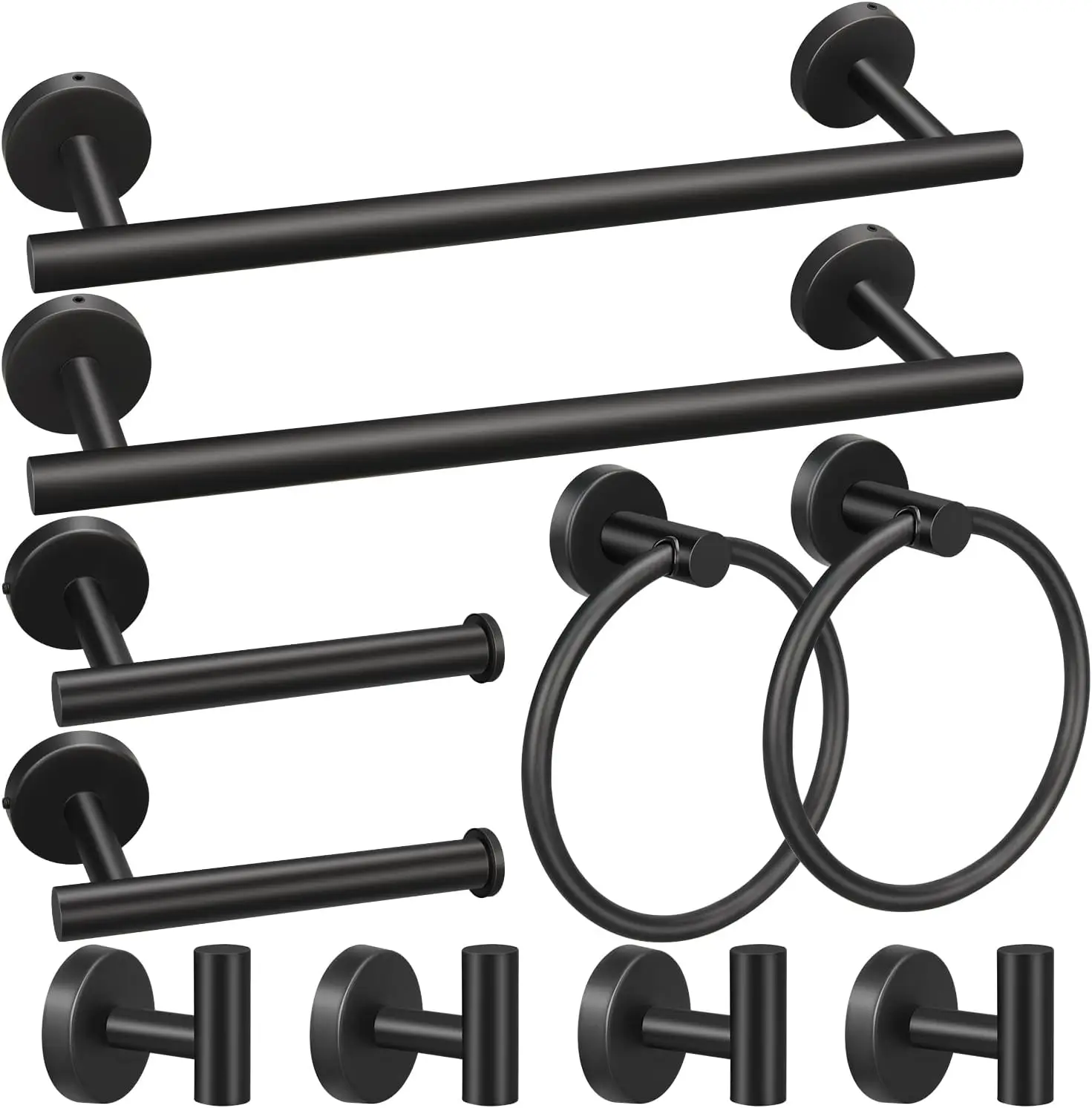 

10pcs Bathroom Hardware Set, Including 16" Hand Towel Bars, Toilet Paper Holders, Towel Rings, Robe Towel Hooks