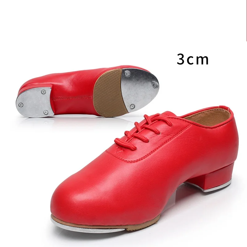 Tap Dance Shoes For Women Soft Soled Lace Up Oxford Cloth Genuine Leather Shoes Woman Girl Sports Step Sneakers Resounding Sound