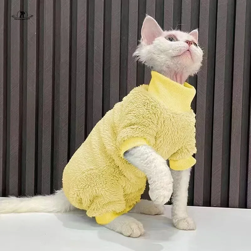 Sphinx Jumpsuit Autumn and Winter Thickened Plush Clothes Small and Medium-sized Cat Sweater Hairless Cat Warm Protect Abdomen