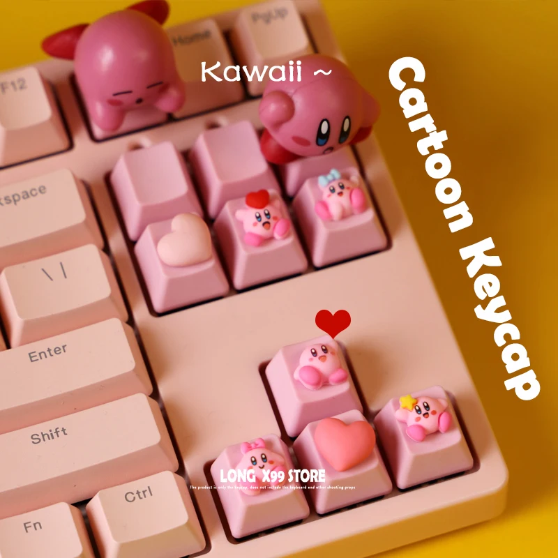 Mechanical Keyboard Keycaps Anime Kawaii Cute Cartoon Keycap Single Pink R4 ESC DIY Key Cap Pink 3D Keycap Girl Holiday Gift