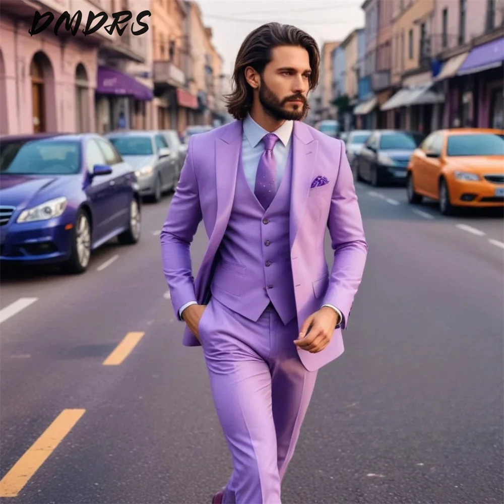 

Stylish Men's Suit Set Classic Notched Lapel Men's Suit Jacket Vest Pants 3PCS Formal Business Men Solid Color Suit For Groom