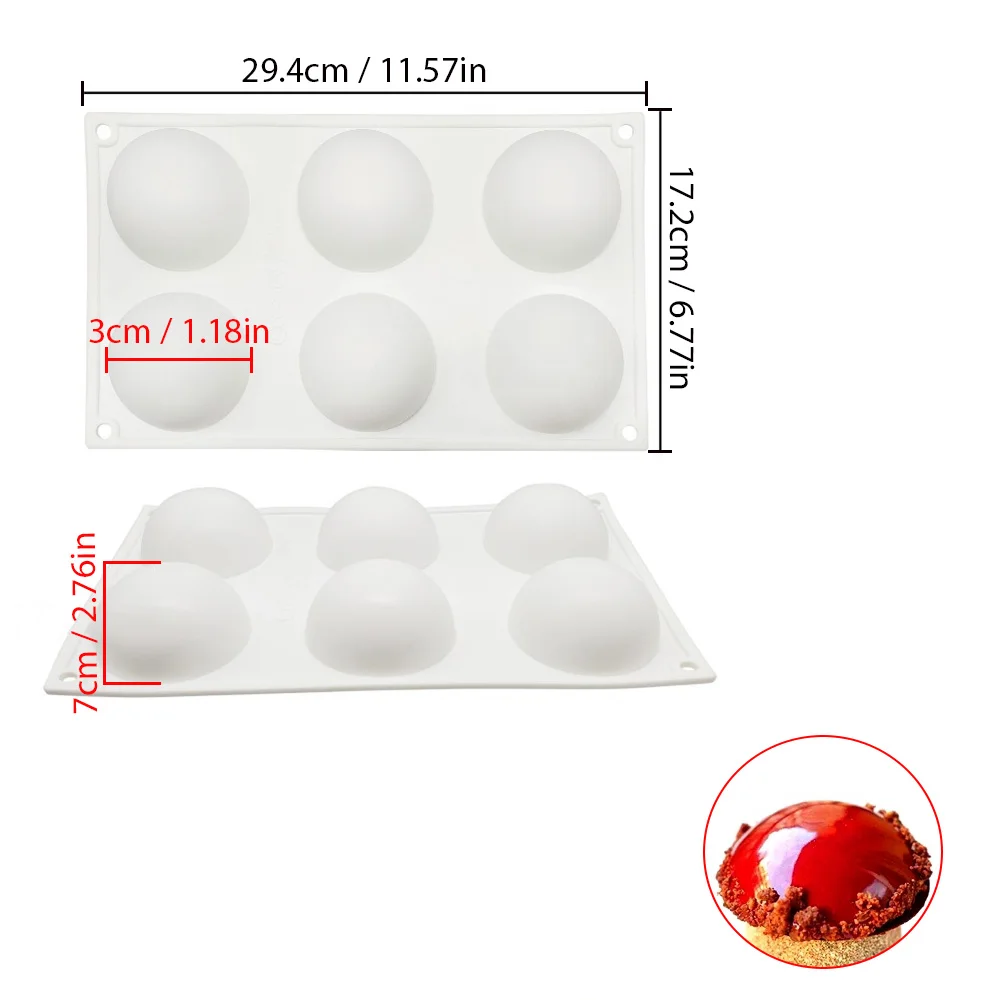 6 cells Large Mushroom Silicone Mousse Molds Easter Egg Sphere Cake Decorating Tools Cake Molds for Baking Chocolate Resin Molds