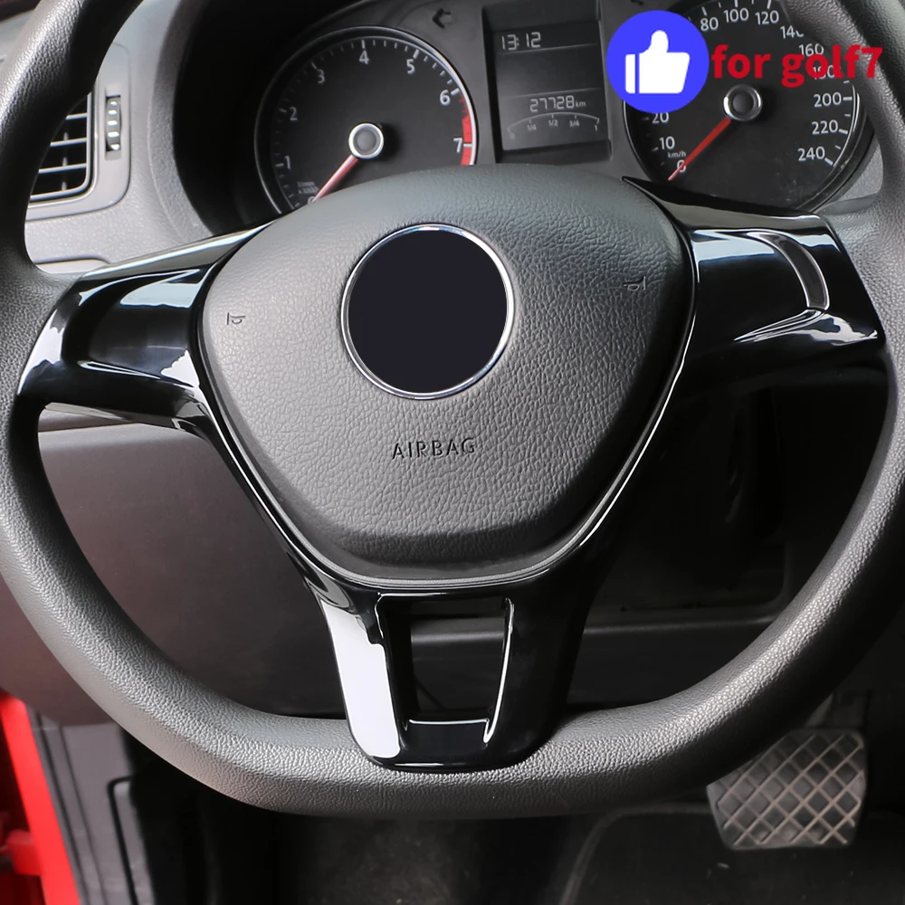 For Volkswagen VW Golf 7 GTI MK7 Jetta MK6 2015 2016 POLO 2014 2015+ Car Steering Wheel Cover Trim Sticker Decoration Acc.
