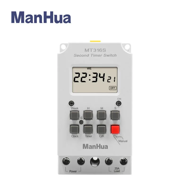 ManHua MT316S 220VAC 25A Din Rail Programmable Electronic Timer For Universal Electric Appliance Digital Timer Switch