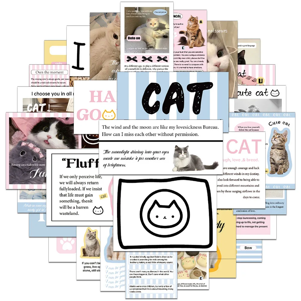 Paquete de pegatinas de gato creativas, decoración de pegatinas, funda de teléfono, cuaderno, equipaje, taza de agua, pegatina impermeable DIY, 30 Uds.