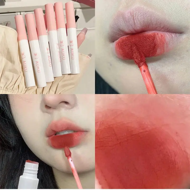 Conjunto de lápices labiales Kawaii para mujer, maquillaje coreano de belleza, mate, resistente al agua, de larga duración, envío gratis, 6 piezas