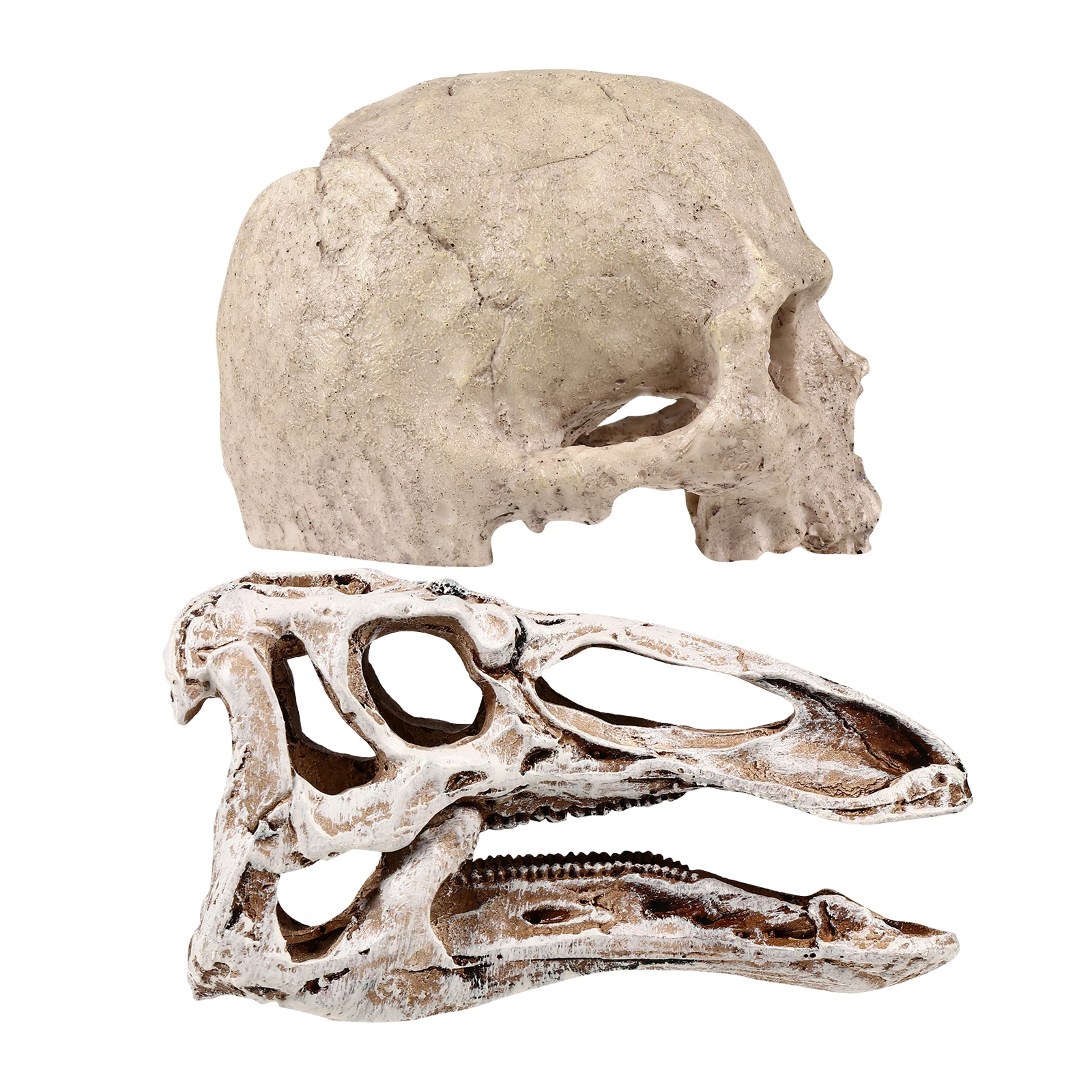 

2Pcs Aquarium Skull Resin Fish Tank Ornament Landscape Decor Hiding Cave for Fish Reptiles Aquarium Landscape Decor