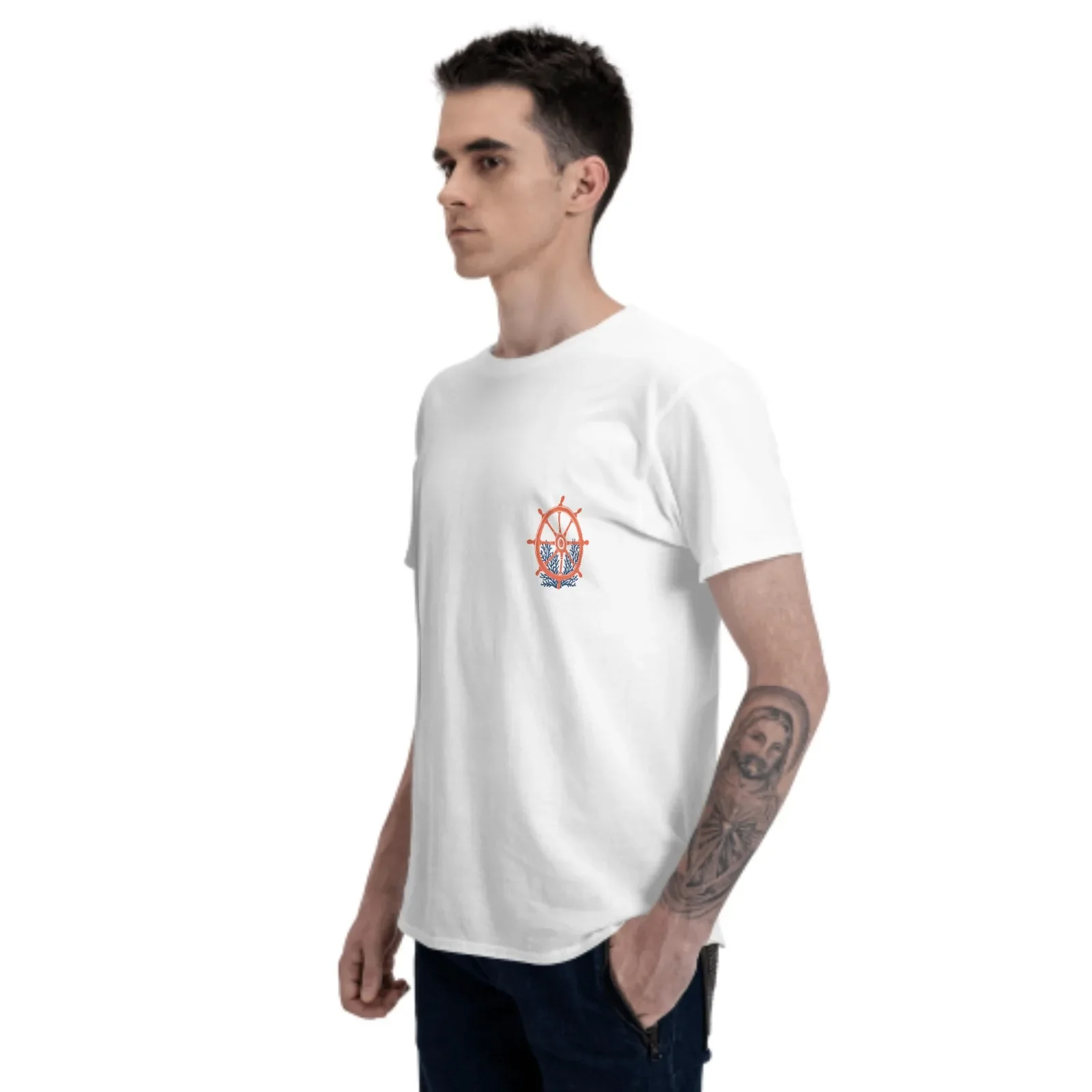 Corals Wheel Casual Men Shirt Oversize Cotton Summer Tee Breathable Training Running Tees Hip Hop Streetwear Travelling Clothing