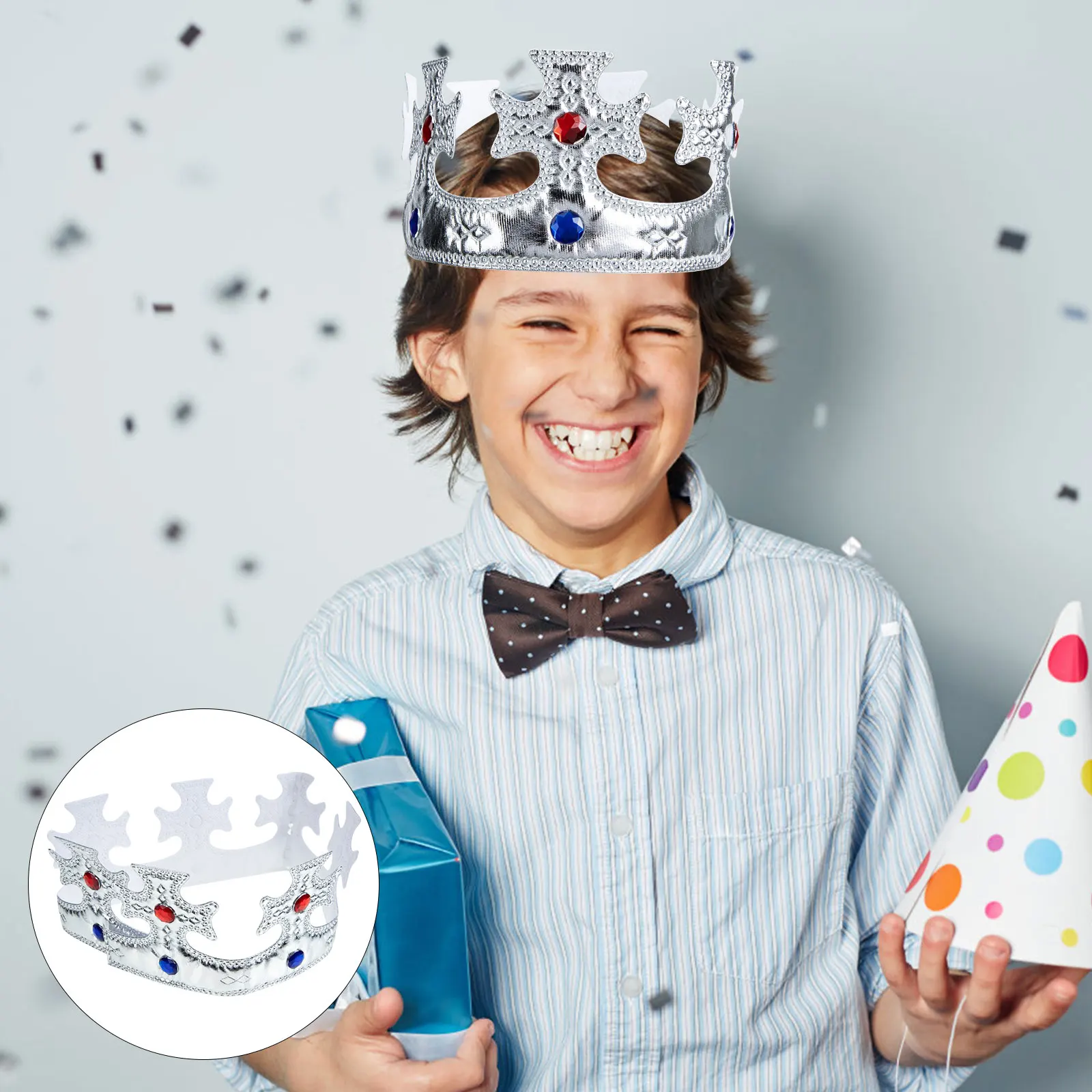 

Creative Kids King Headdress Cosplay Party Costume Role Play Headgear Cloth Crown With Plastic Gems For Birthday Stage