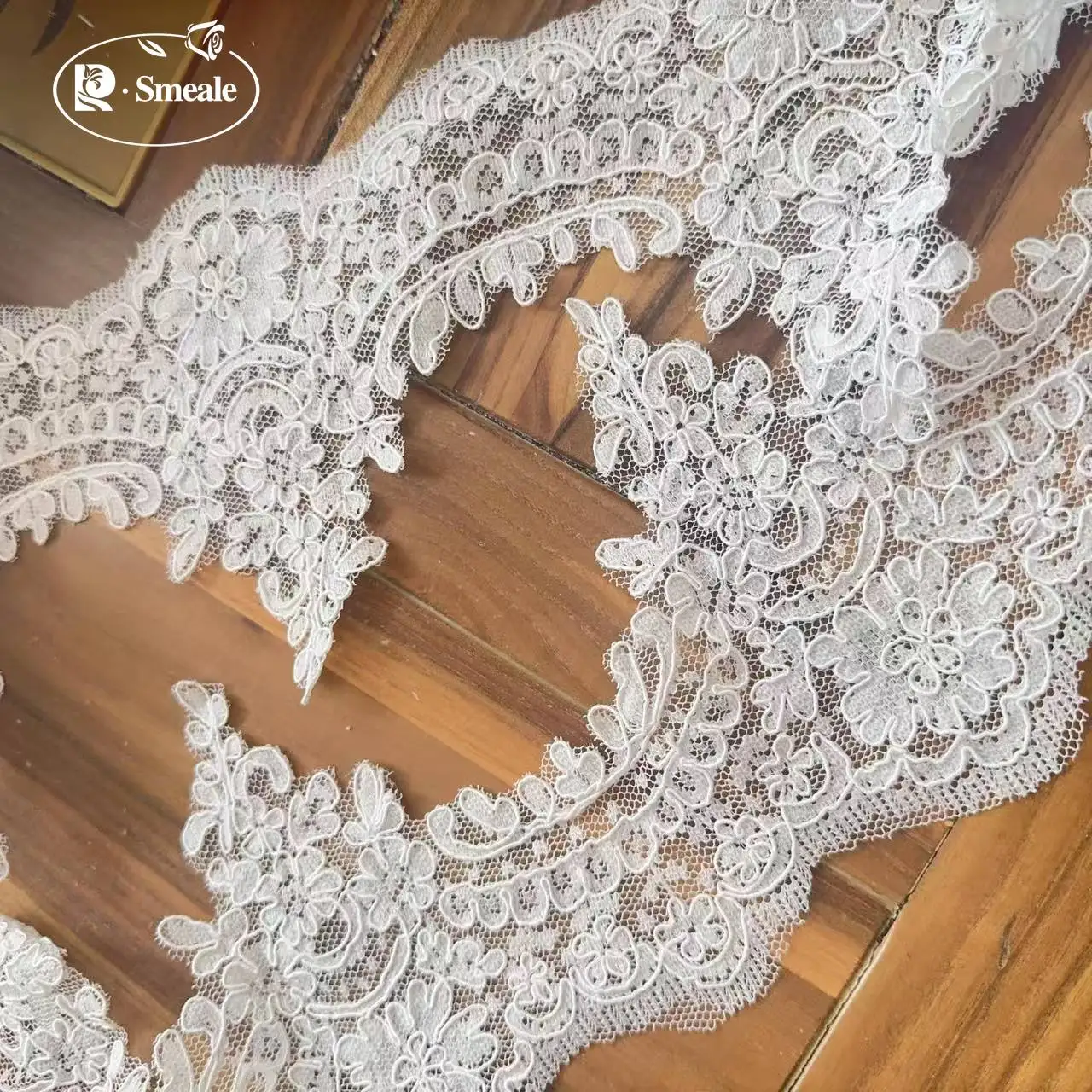 5 Yards/Lot. Wimpernspitzenbesatz für Hochzeitskleider, Seil-Stickerei Blumen DIY Schleierkante Neu – Detail 7