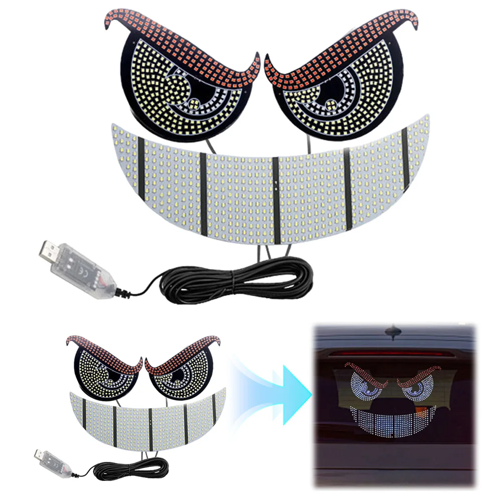 

USB-разъем для глаз автомобиля, светодиодный светильник для внедорожника, самоклеящийся автомобильный предупреждающий светильник для глаз дьявола