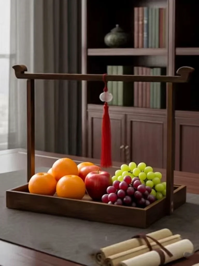 

High-End Wood Fruit Tray Display Stand Chinese Style Tea Table Multi-Functional Storage Plate Tea Set Home Dining Tray