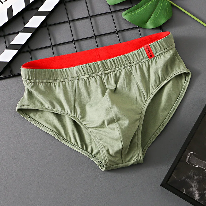 1/3 PCS Solid Cotton Briefs Men\'s Convex Pouch Panties Youth Fasion Low Rise Breathable Men\'s Comfortable Underwear Solid Color