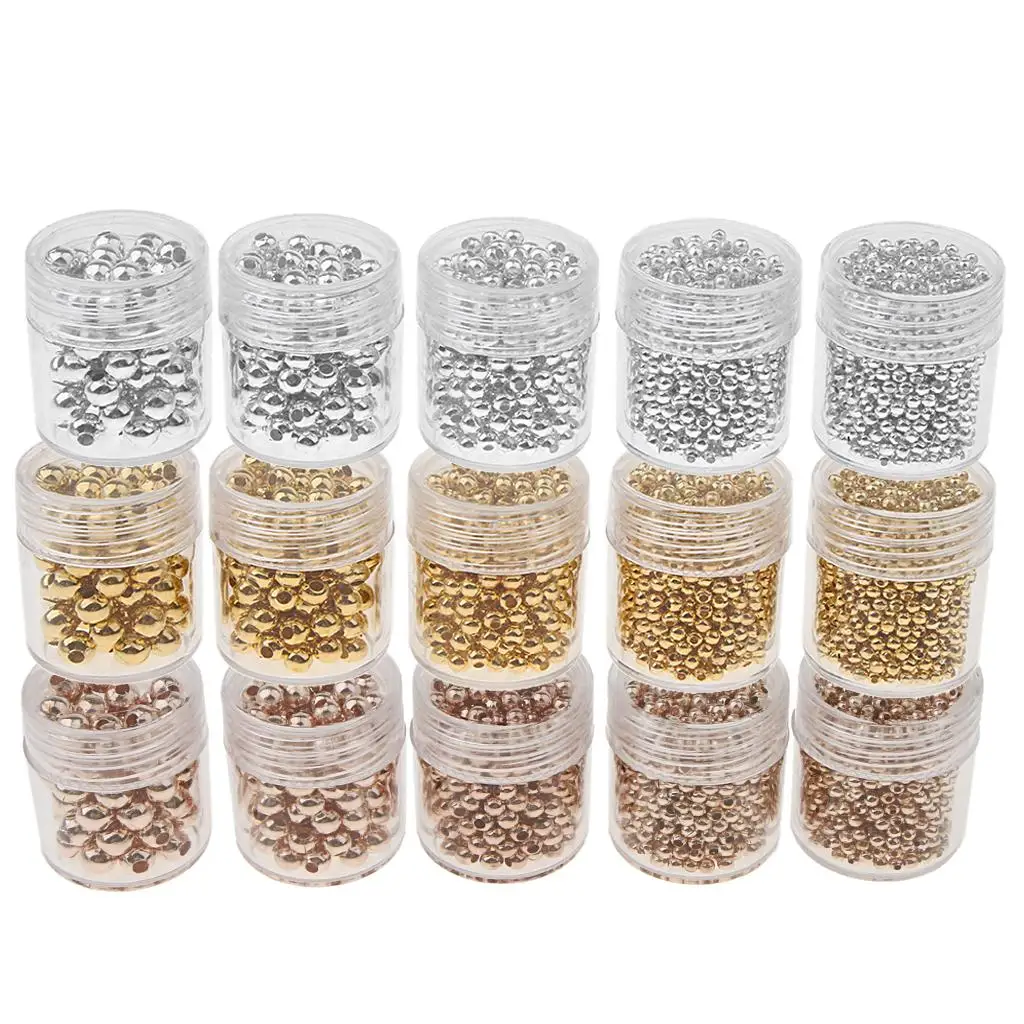 Metal Jewelry Loose Beads Well Polished Iron Assorted Sizes Spacer Beads Kit for DIY Necklace Bracelet Making