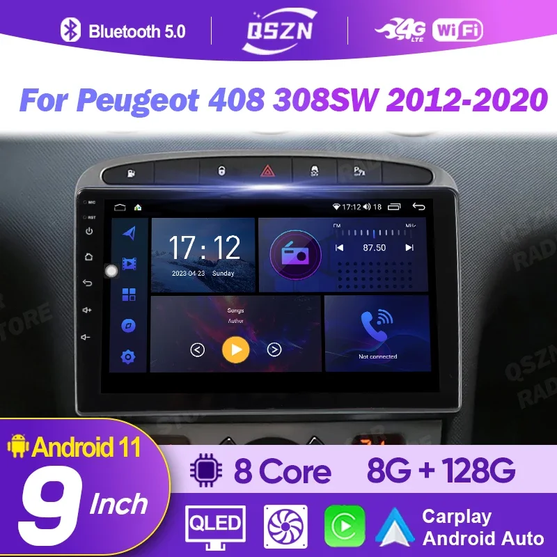 

QSZN Android 13 Car Radio For Peugeot 408 308SW 2012 - 2020 Multimedia Video Player GPS Navigation 4G WIFI DSP Carplay Autoradio