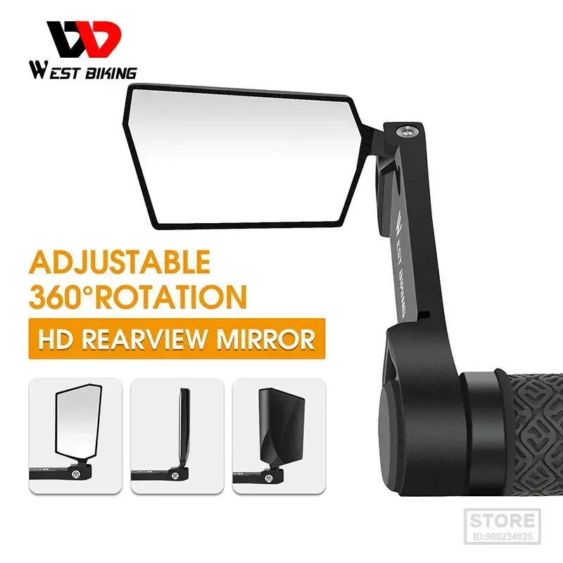 

Зеркало заднего вида для велосипеда WEST BIKING, складная ручка из сплава с тисками, велосипедные ручки на 360° ° Поворотный MTB велосипед HD руль заднего вида