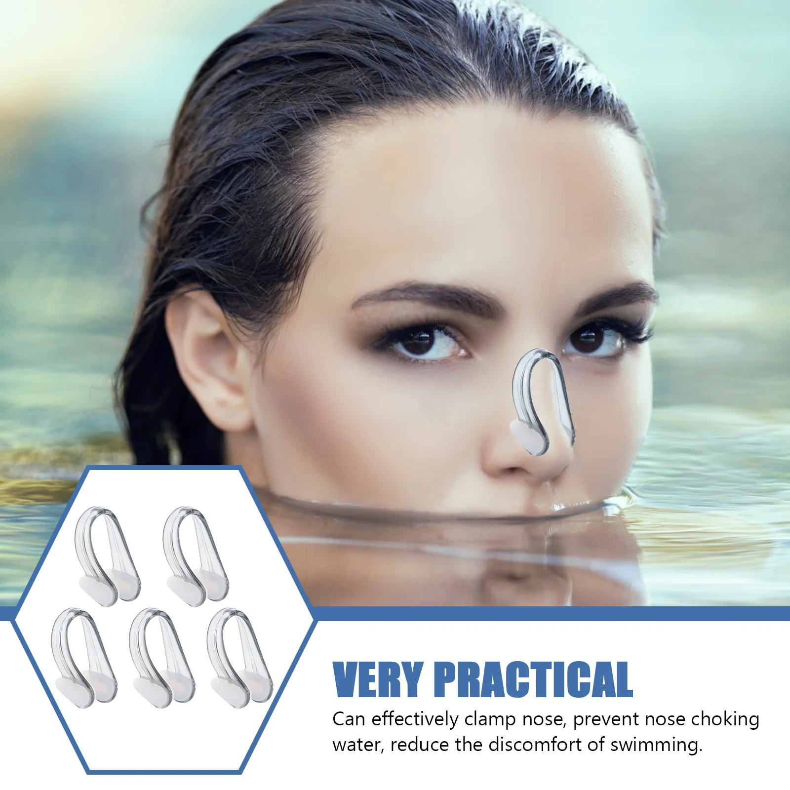 5 Boxes of Professional Nose Clips Wear-resistant Swimming Plugs Convenient Nose Clamps Swimmer Accessory