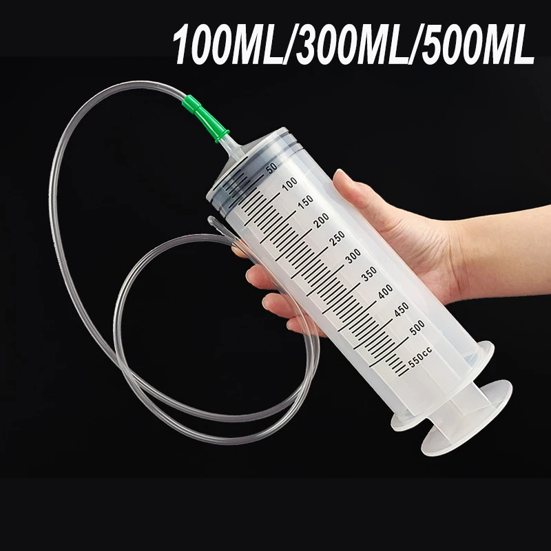 100/300/500ml Large Capacity Syringes Oil Pump With 1m Hose Pet Feeding Measuring Pump Hydroponics Nutrient Big Syringe